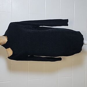 Super Soft Chenille Mock Neck One Shoulder tunic Sweater Dress Black ee:some